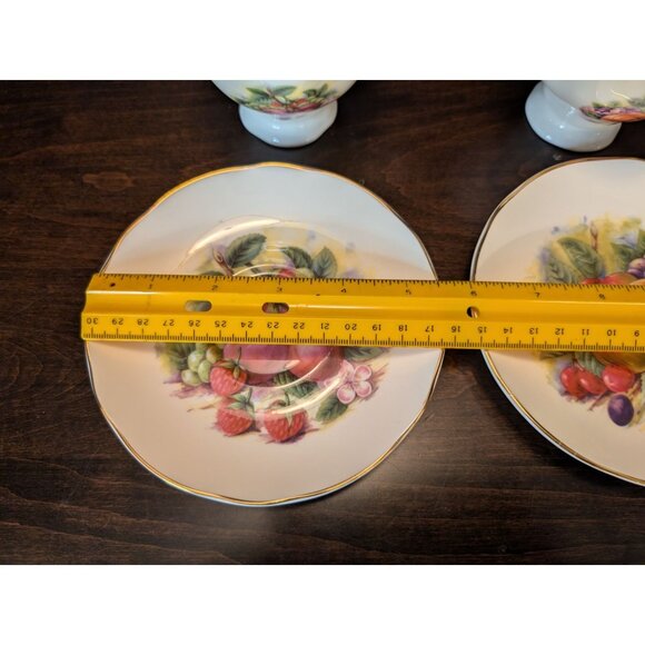 Royale Garden Fruit Medley Bone China Tea Cups & Saucers Set Of 2 Staffordshire - Picture 7 of 10